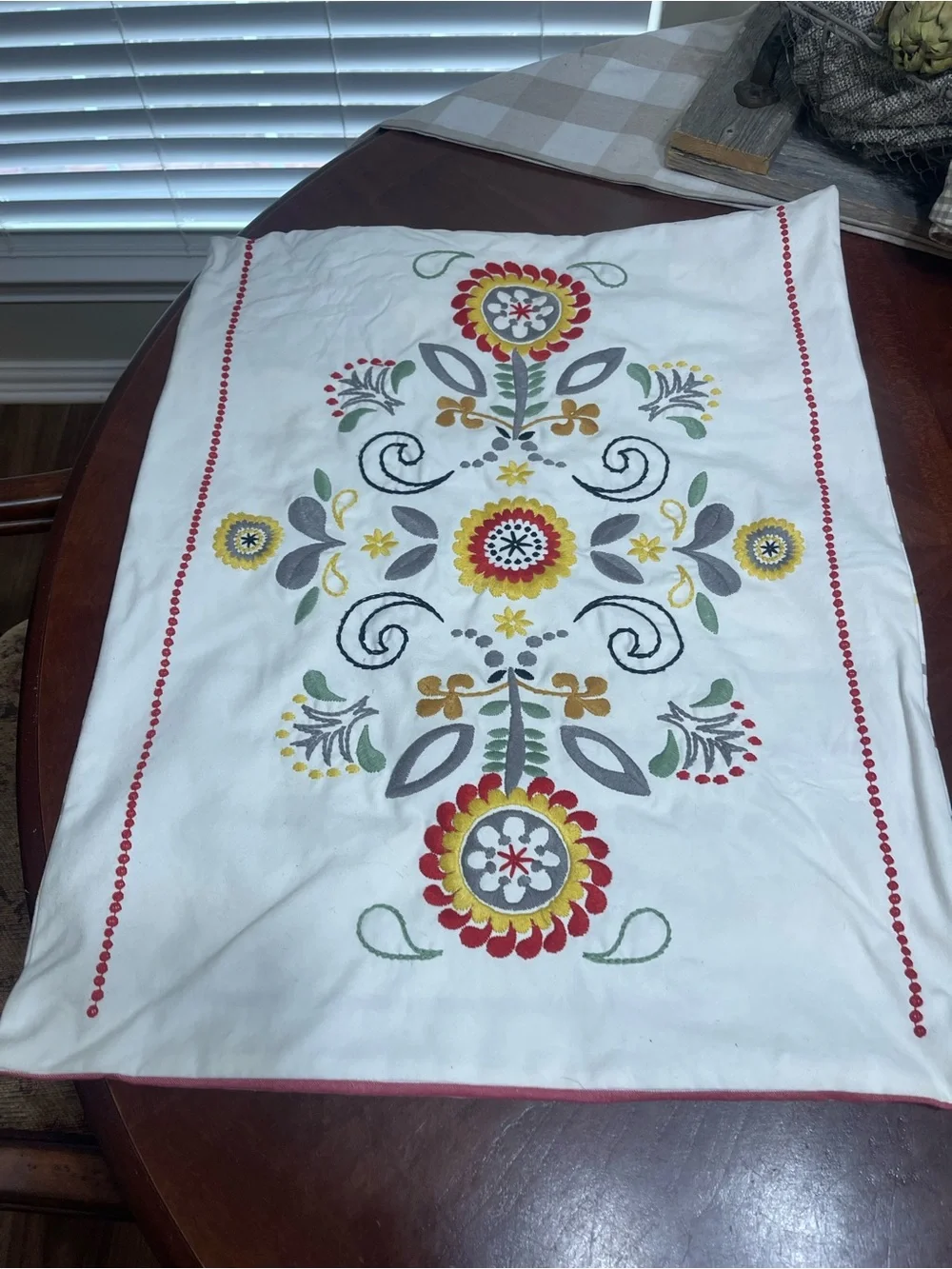 Embroidered Flowers Ikea Accent Pillow sham